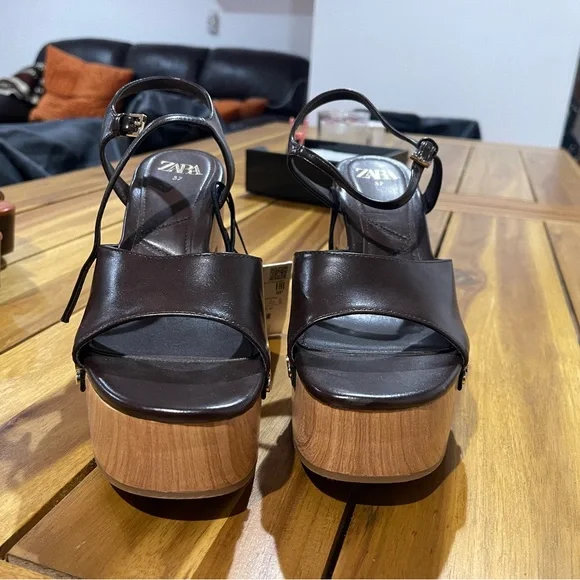 ZARA BROWN BLOCK HEEL - Picture 3 of 5